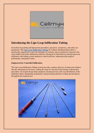 Introducing the Lipo Loop Infiltration Tubing