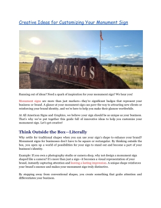 Creative Ideas for Customizing Your Monument Sign
