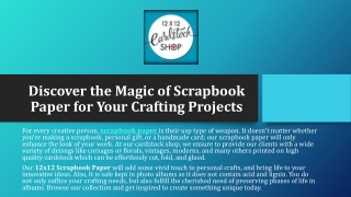 Scrapbook Paper Presentation - 12x12 Cardstock Shop