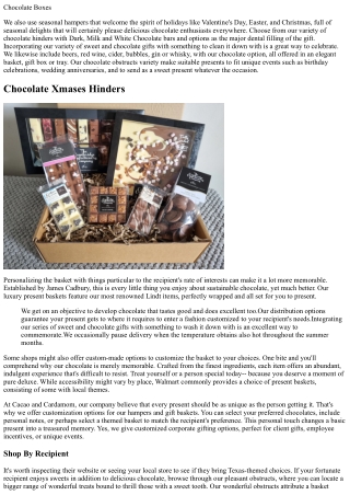 Luxury Chocolate Gifts, Truffles, Bars & Obstructs