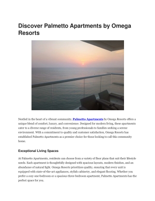 Modern Living at Palmetto Apartments – Omega Resorts