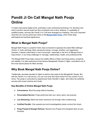 Online Mangal Nath Pooja Booking with Pandit Ji
