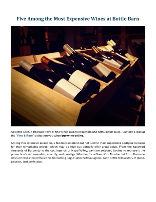 Five Among the Most Expensive Wines at Bottle Barn