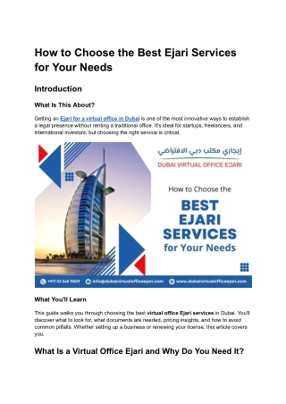 How to Choose the Best Ejari Services for Your Needs