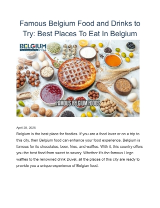 Famous Belgium Food and Drinks to Try Best Places To Eat In Belgium