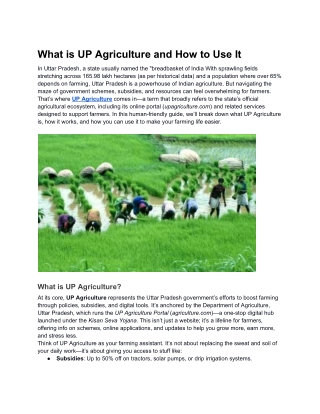 What is UP Agriculture and How to Use It