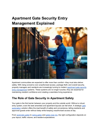 Apartment Gate Security Entry Management Explained