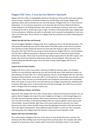 Niagara Falls Tours