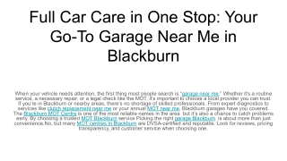Full Car Care in One Stop_ Your Go-To Garage Near Me in Blackburn