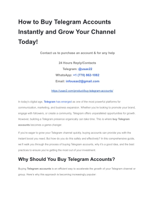 How to Buy Telegram Accounts Instantly and Grow Your Channel Today