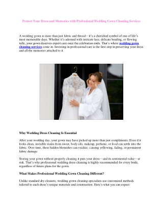 Protect Your Dress with Wedding Gown Cleaning Services
