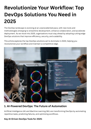 Revolutionize Your Workflow Top DevOps Solutions You Need in 2025
