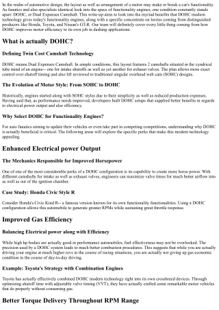 Looking into the Perks of DOHC in Today's Performance Engines