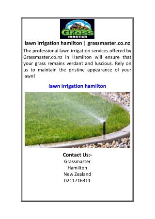 lawn irrigation hamilton grassmaster.co.nz