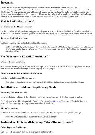 Investera i Framtiden med Rätt Val av Laddinfrastruktur för BRF