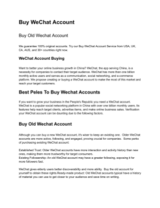 Buy Old Wechat Account
