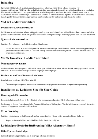 Investera i Framtiden med Rätt Val av Laddinfrastruktur för BRF