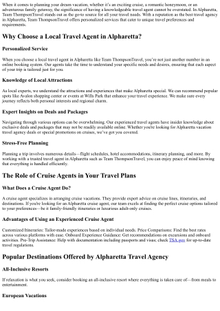 Discover the Unseen: Unique Destinations Planned by Alpharetta Travel Experts