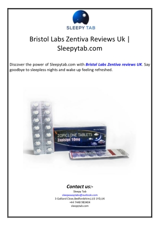 Bristol Labs Zentiva Reviews Uk | Sleepytab.com