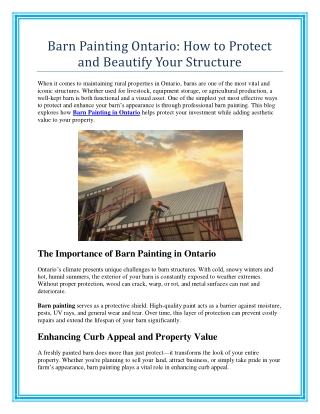 Barn Painting Ontario How to Protect and Beautify Your Structure