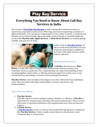 Everything You Need to Know About Call Boy Services in India