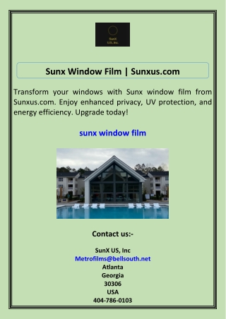 Sunx Window Film Sunxus.com