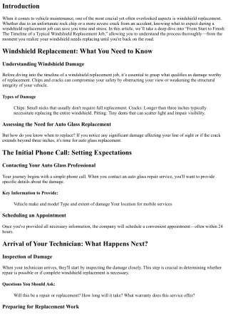 From Start to Finish: The Timeline of a Typical Windshield Replacement Job