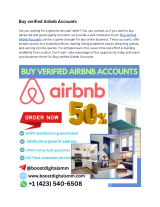 TOP WEB SITE BUY VERIFIED AIRBNB ACCOUNTS FROM USA