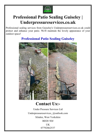 Professional Patio Sealing Guiseley | Underpressureservices.co.uk
