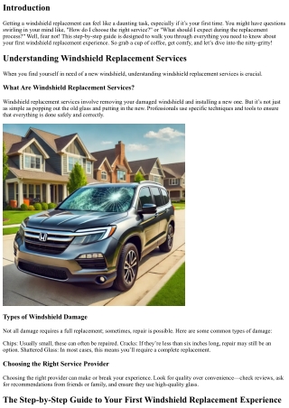 The Step-by-Step Guide to Your First Windshield Replacement Experience