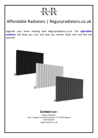 Affordable Radiators | Regucyradiators.co.uk