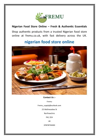 Nigerian Food Store Online – Fresh & Authentic Essentials