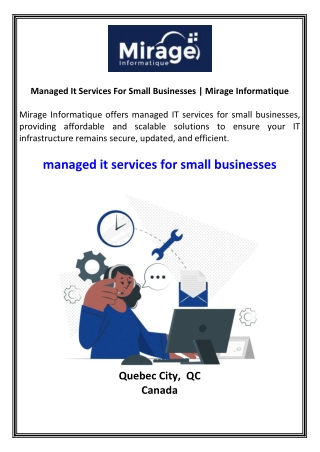 Managed It Services For Small Businesses Mirage Informatique