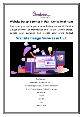 Website Design Services In Usa  Derivedweb.com