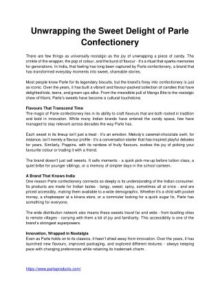 Unwrapping the Sweet Delight of Parle Confectionery