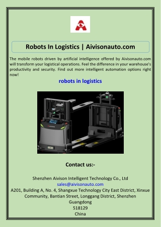 Robots In Logistics Aivisonauto.com