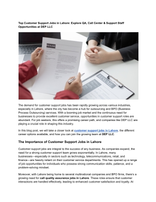 Top Customer Support Jobs in Lahore: Explore QA, Call Center & Support Staff Opp