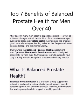 Top 7 Benefits of Balanced Prostate Health for Men Over 40