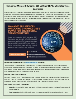 Comparing Microsoft Dynamics 365 vs Other ERP Solutions for Texas Businesses