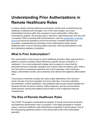 Understanding Prior Authorizations in Remote Healthcare Roles