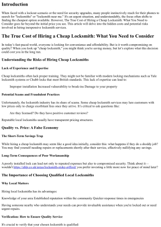 The True Cost of Hiring a Cheap Locksmith: What You Need to Consider