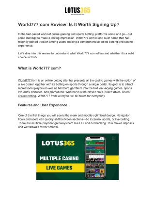 World777 com Review: Is It Worth Signing Up?