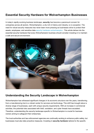 Essential Security Hardware for Wolverhampton Businesses