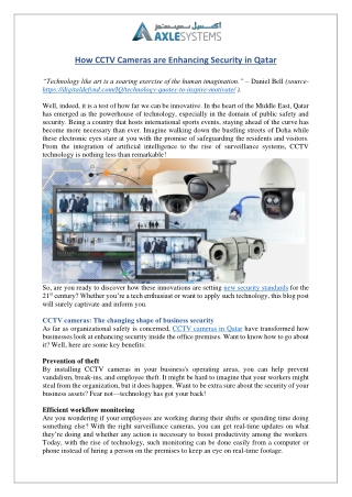 Enhance Security with CCTV Cameras in Qatar | Axle Systems