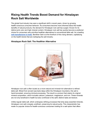 Rising Health Trends Boost Demand for Himalayan Rock Salt Worldwide