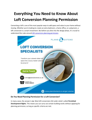 Everything You Need to Know About Loft Conversion Planning Permission