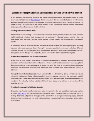 Where Strategy Meets Success Real Estate with Kevin Bratch