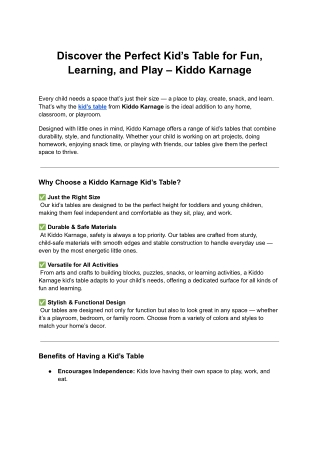 Discover the Perfect Kid’s Table for Fun, Learning, and Play – Kiddo Karnage