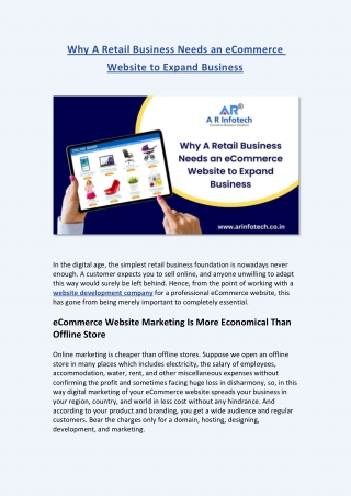 Why A Retail Business Needs an eCommerce Website to Expand Business