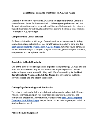 Best Dental Implants Treatment In A.S.Rao Nagar